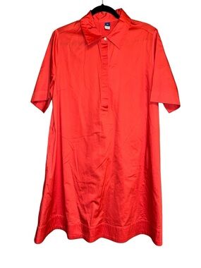 Old Navy Large TALL Cotton Orange Short-Sleeve Shirt Dress